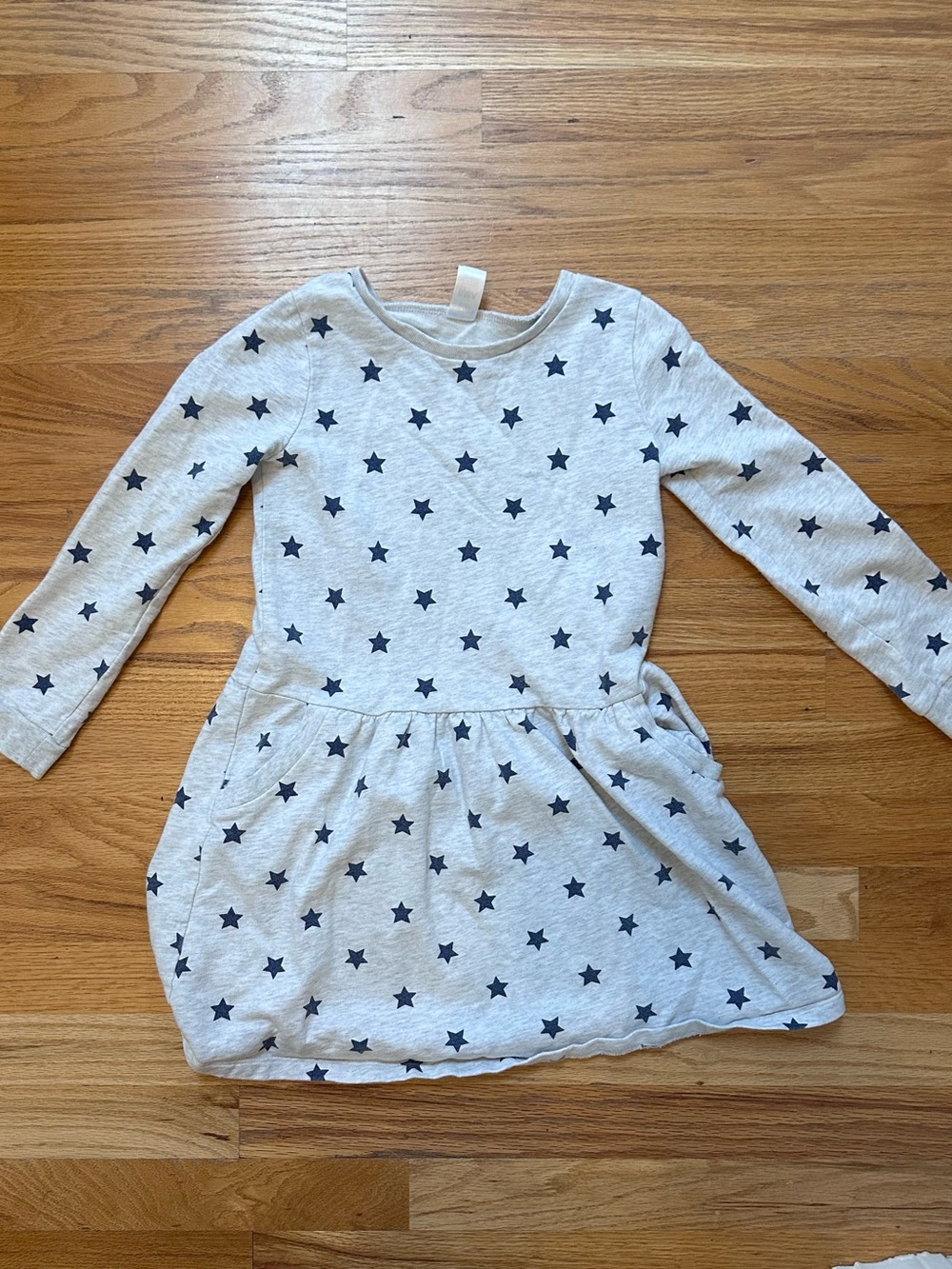 Carter's Light Gray Dress with Navy Star Print